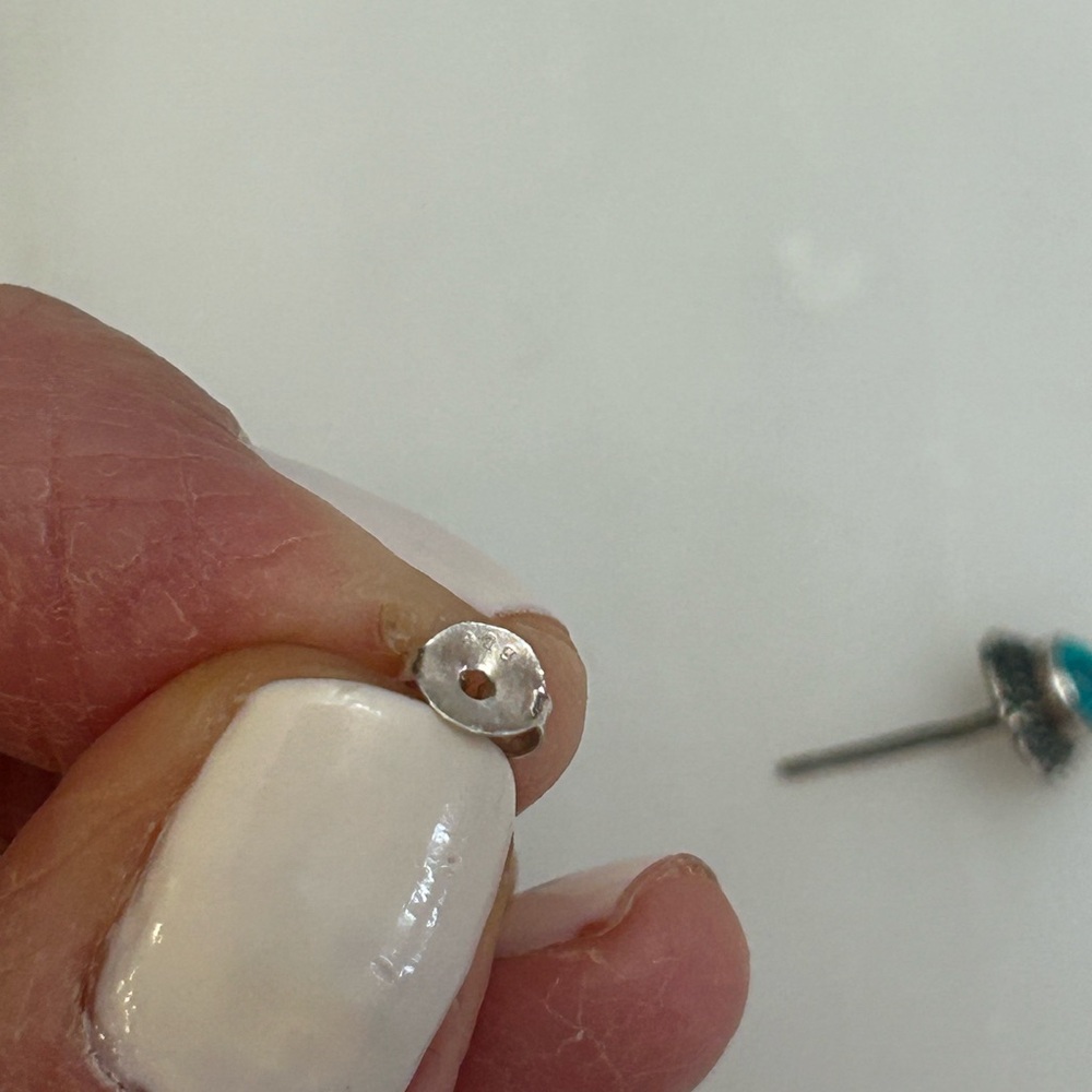 Turquoise Stone 925 Sterling Silver Stud Earrings - Picture 11 of 12